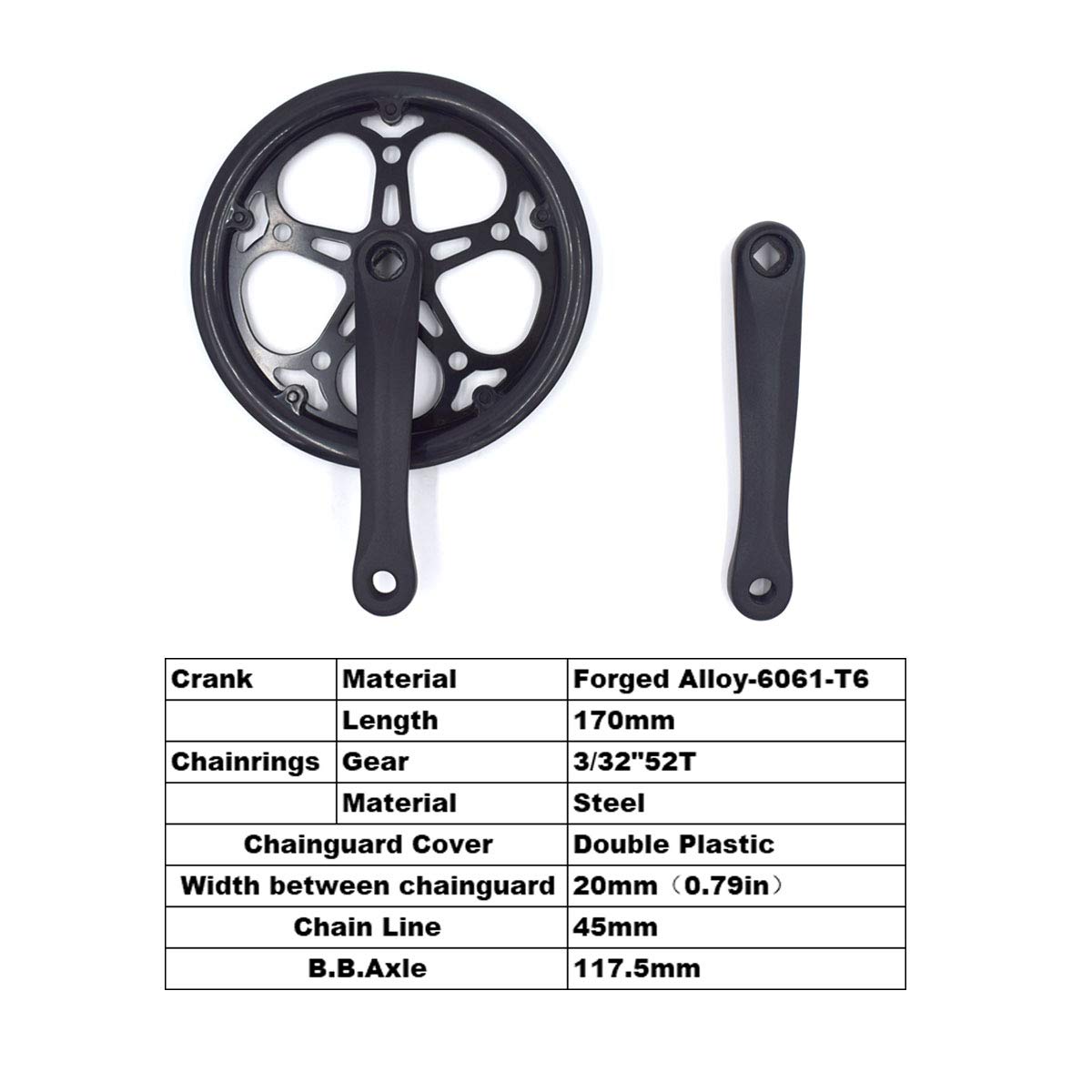 Amazon.com : DRIFT MANIAC Bike Crankset 52T 170mm Crank Arm Set