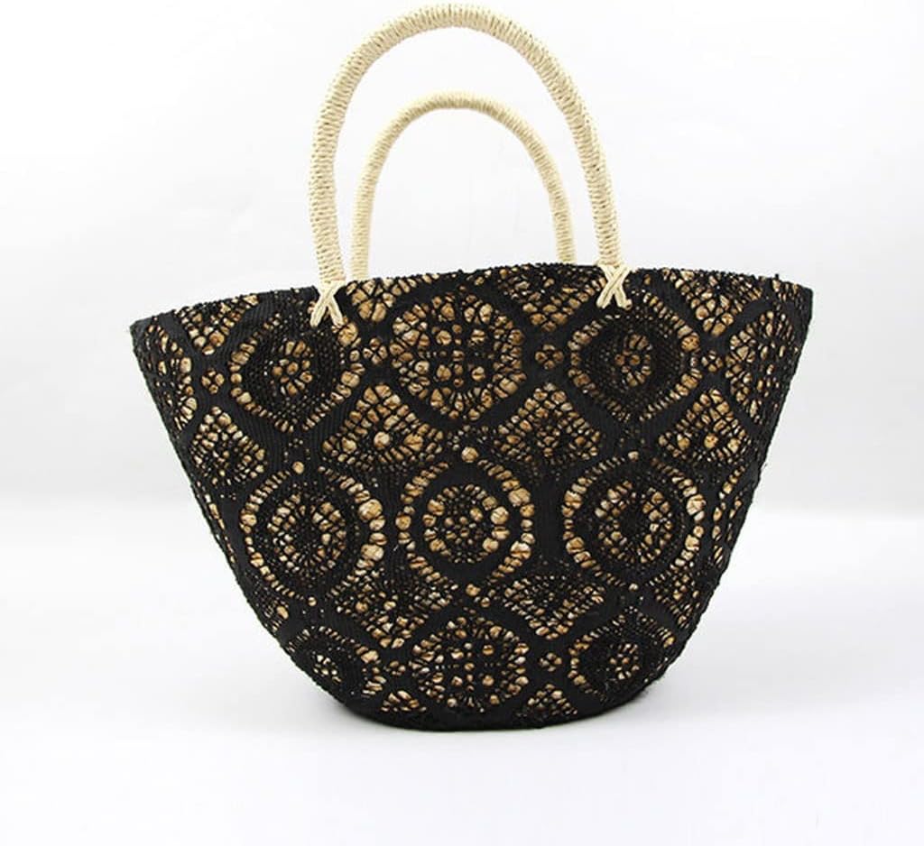 n/a 女性手作り織バスケット トート夏ボヘミアン ビーチ バッグ レース