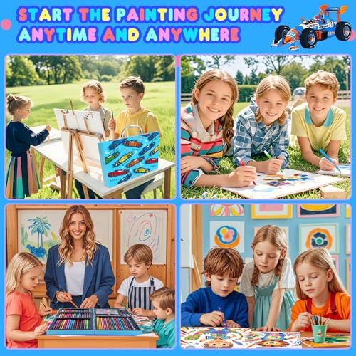 Miniatura 6 de Cutteeyfyry Automóviles Maletin Pintura Niños,Maletin De Pinturas Para Niño Edad 4-12 Años,Maletin De Pinturas Para Niños Con Rotuladores, Acuarelas, Crayon, Lápices De Colores,Regalos Para Niños