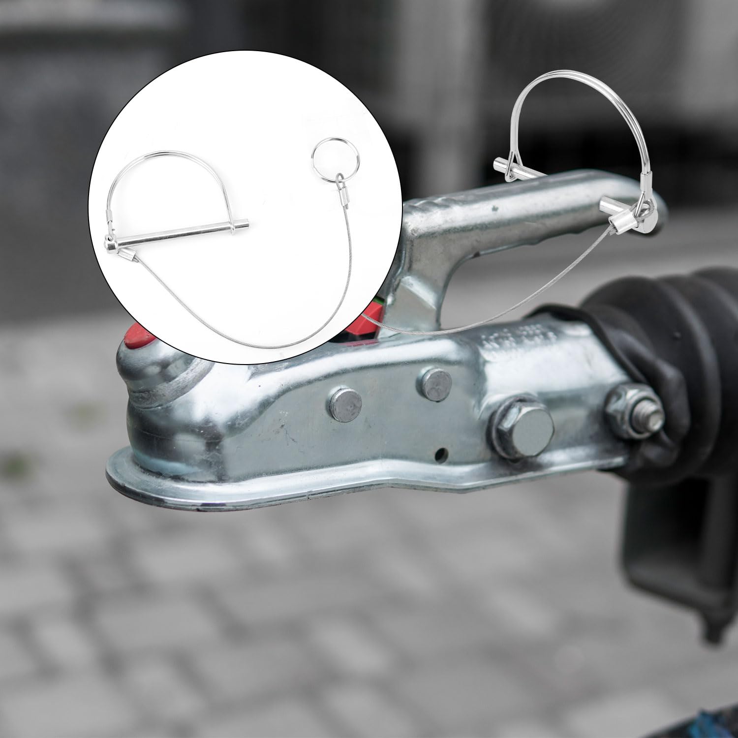 2pcs Trailer Coupler Pins, 1/4" x 3.2" Carbon & Stainless Steel Wire Trailer Hitch Pin with Anti-Lost Towing Rope Ring Clip for Gate Safety Trailers and Hitches Locking Latch Parts Accessories