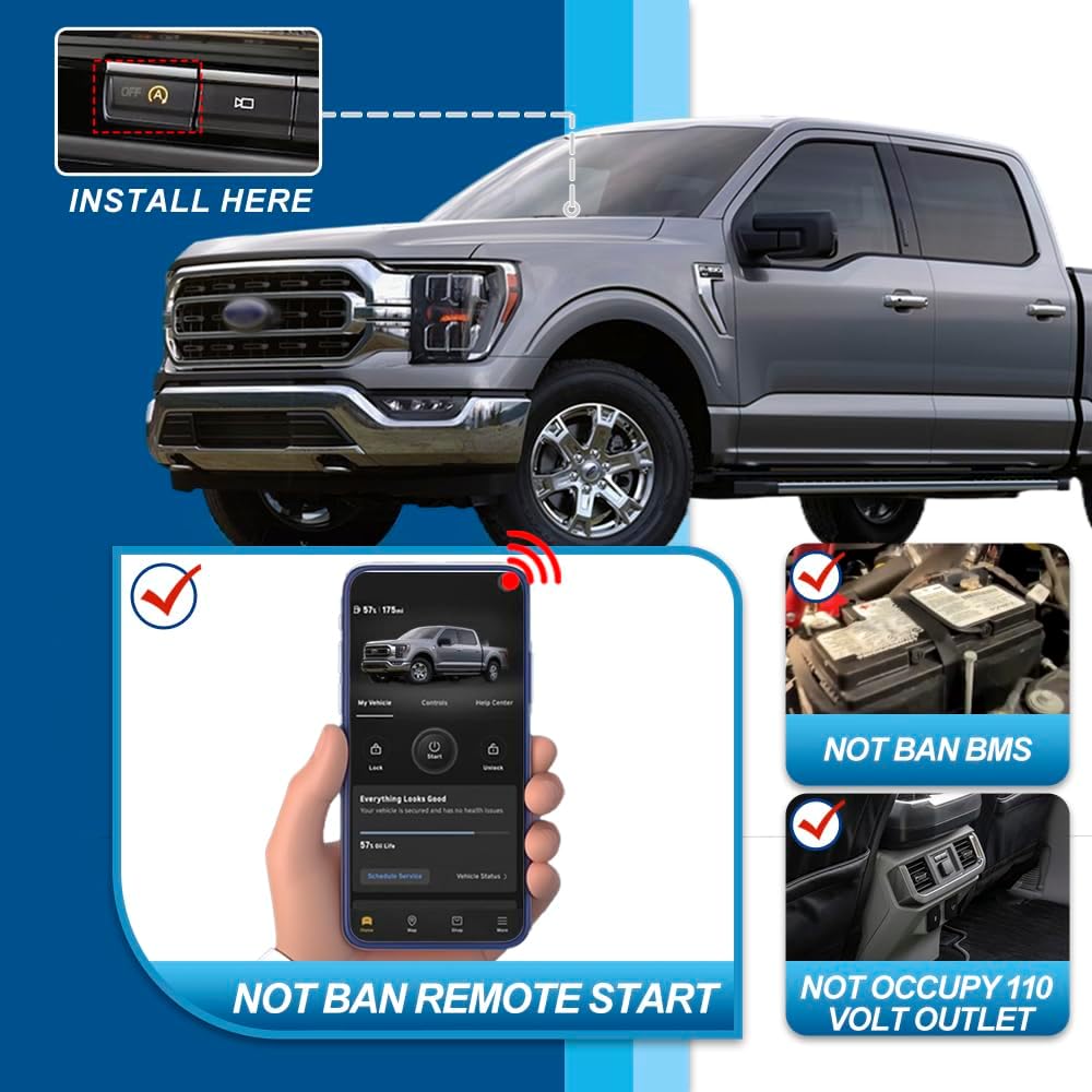 Auto Start Stop Eliminator/Disable/Disabler for 2021 2022 2023 2024 F'ord F150 ESS Engine Auto Stop Disable Error Free Stop-Start Bypass Device Cable