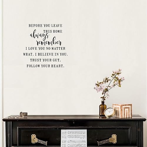 Miniatura 4 de Calcomanías de vinilo con citas de pared Antes de salir de este hogar Always Remember I Love You No Matter What DIY Mural de pared Decoración del