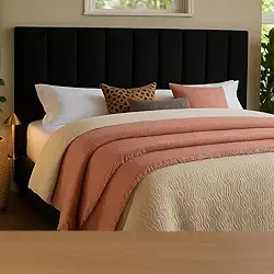 Cabeceira Modular Para Cama King – Estofada Com Fita Dupla Face De Fixação Sem Furos Na Parede (Preto)