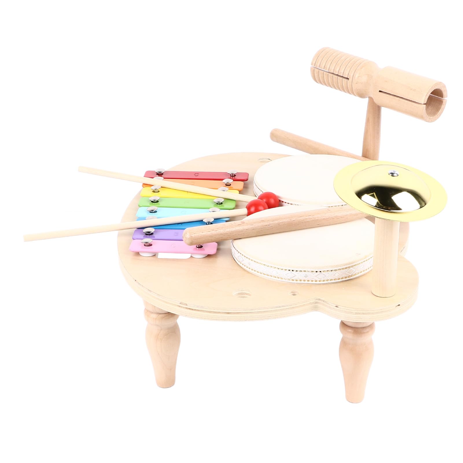 Cryfokt Juego de Batería de Madera para Niños, Juguete Educativo de Música de Percusión para Niños y Niñas, Instrumentos Musicales Todo en 1 para Educación Musical, Material de Madera para Manos