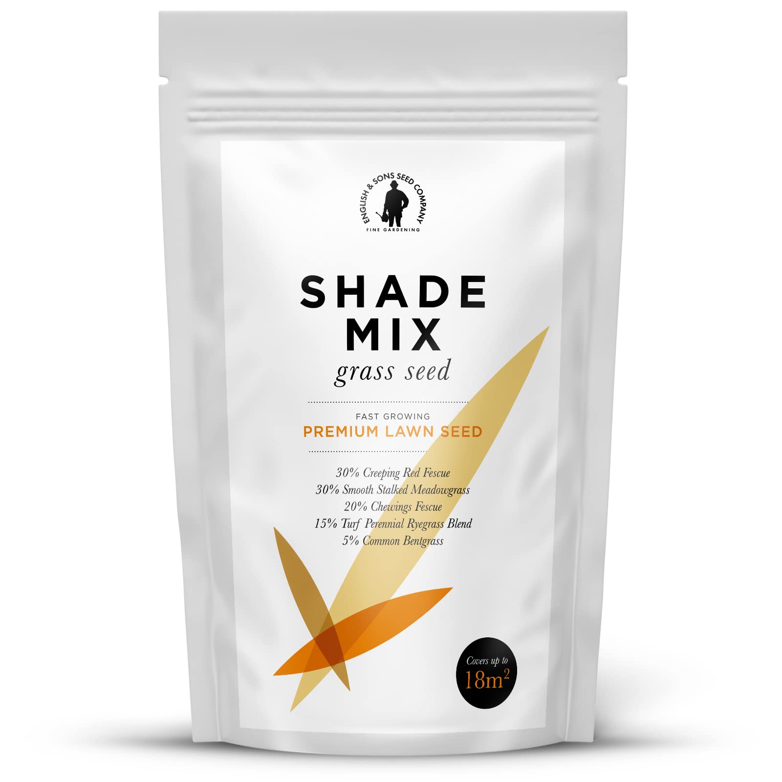 English & Sons Seeds Company - 'Shade Mix' Lawn Seed - Premium Fast Growing Seeds for Shady Areas - Easy to Sow Grass Seeds for New or Established Lawns - Covers up to (0.88kg)