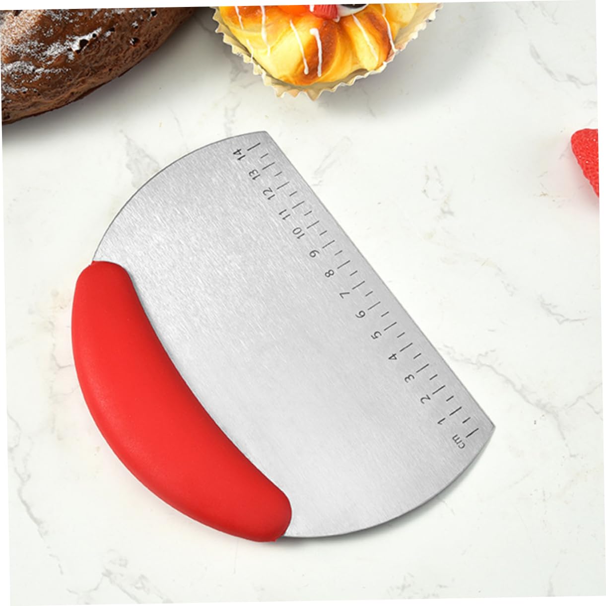 CIYODO 2pcs Stainless Steel Cutter with Measurement Scale Pastry Scraper for Home Baking for Slicing Chopping Veggies and Scraping