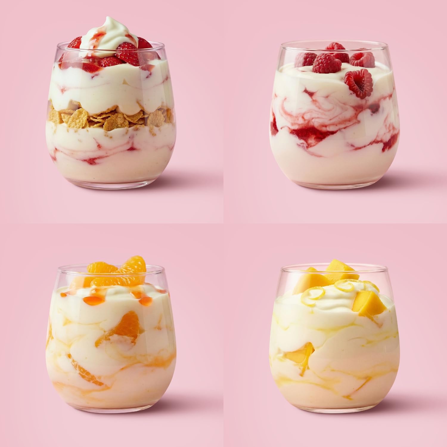 EasiYo Starter-Set mit rotem 1kg Joghurtbereiter | Inklusive 4 Beutel: Erdbeere, Himbeere, Mango & Orange | Komplettes Set für hausgemachten Joghurt