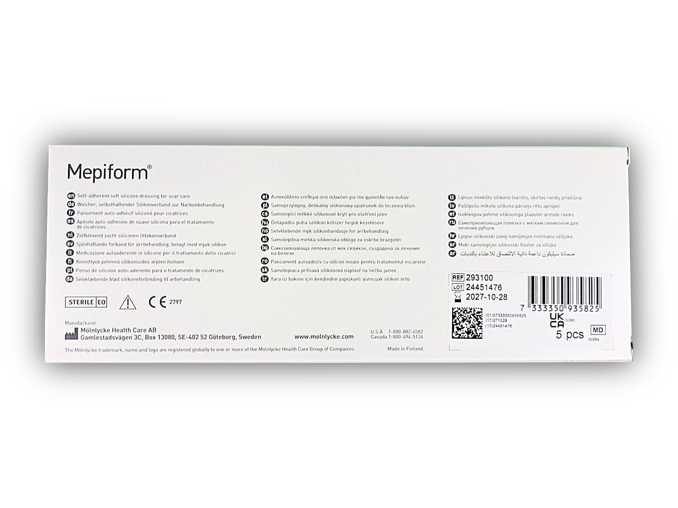 MEPIFORM - Apósitos (4 x 30 cm, 5 unidades)