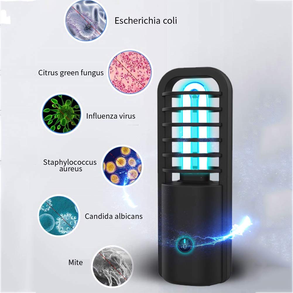 Lámpara UV, UVC ozono esterilizador luz ultravioleta de cuarzo de iluminación LED inicio Mejora de Cuidados en el hogar Iluminación de interior,Negro