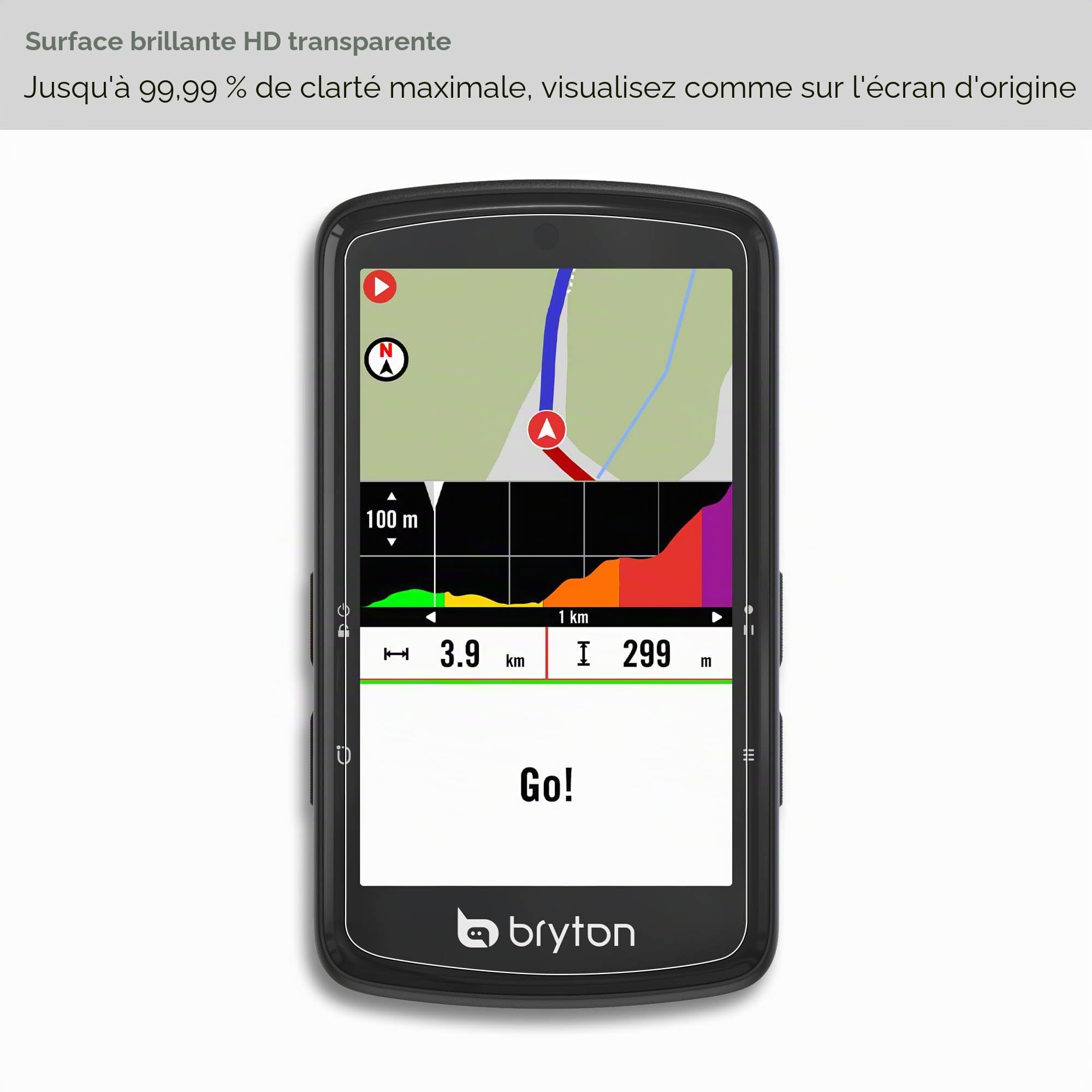 [Lot de 3] Coque en silicone de qualité supérieure x 1 et 2 films de protection d'écran en verre trempé transparent HD pour Bryton Rider S810 E/T, anti-chute, antistatique, antidérapant