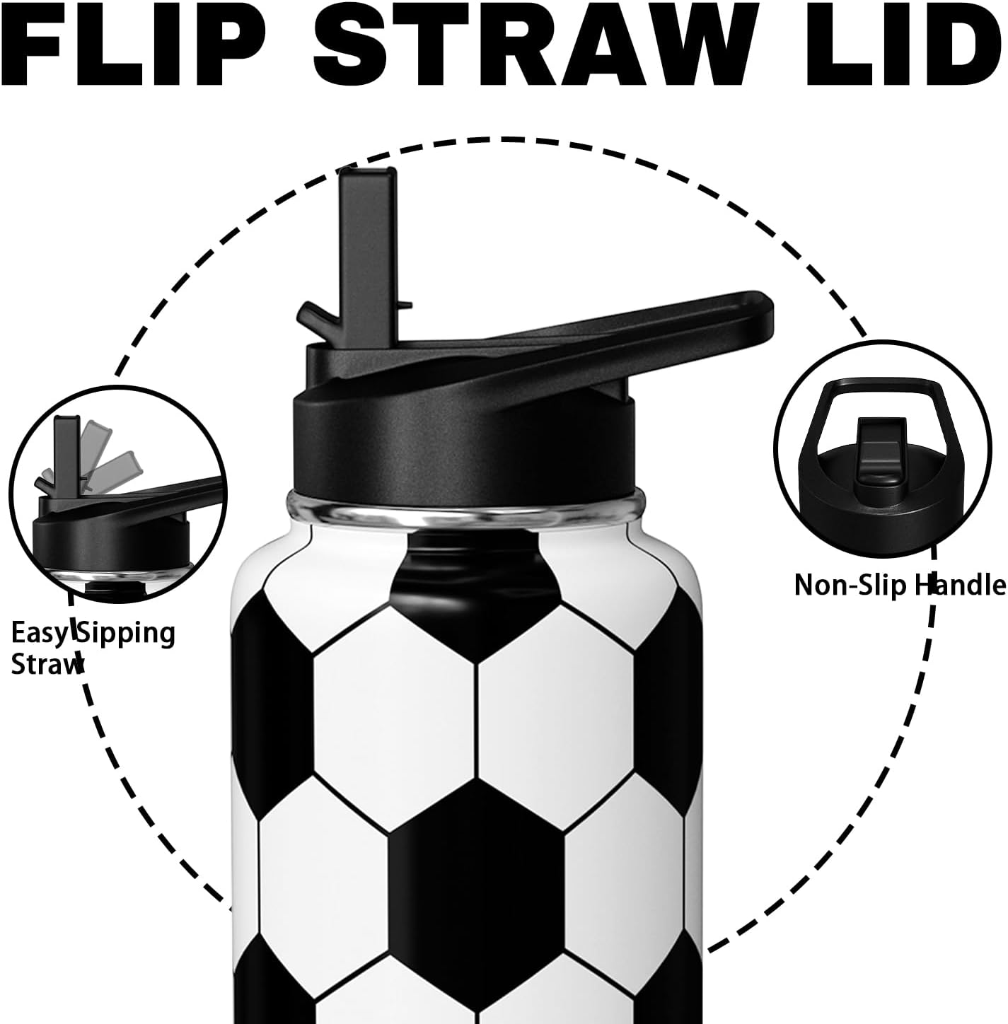 Soccer Water Bottle 18oz Insulated Sports Water Bottles Soccer Gifts for Men Women Gift for Coach Lovers Fan Players Stuff Accessories for Boys Girls - Image 3