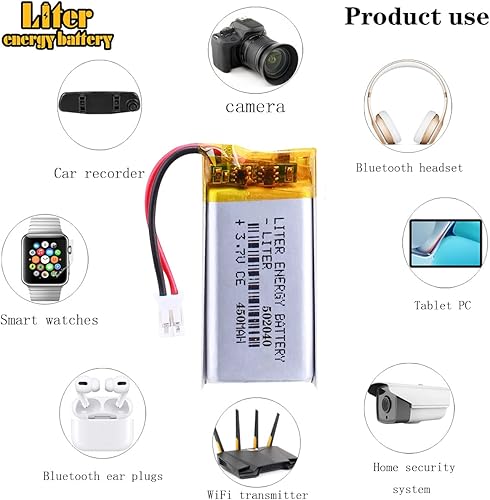 Miniatura 4 de batería recargable 502040 del polímero de iones de litio de la batería 450mAh de 3.7V Lipo con el conector de JST