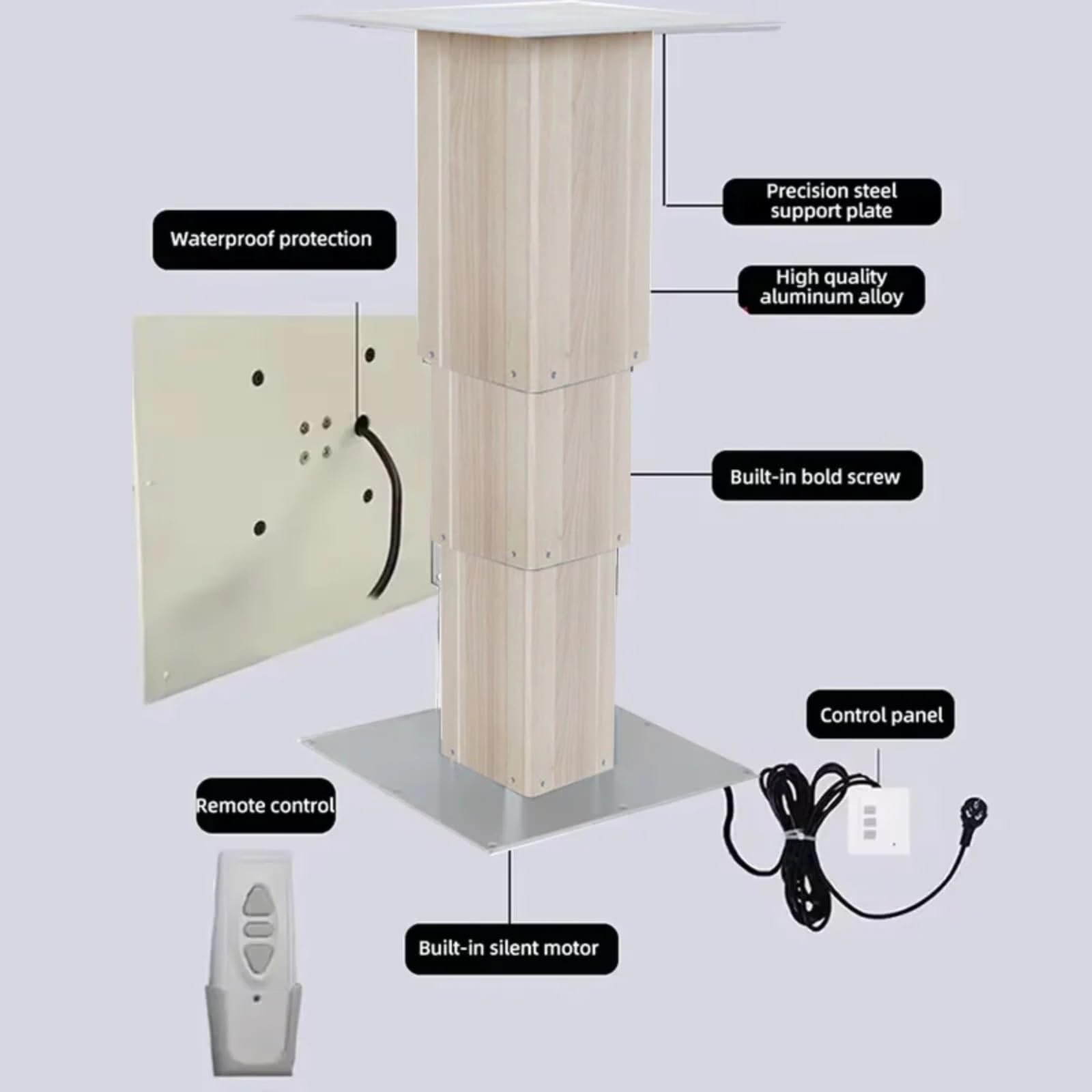 Tatami Hebe-System mit Fernbedienung DC 24V versteckte Tisch-Hebe-Säule for Möbel(C; Type 360)