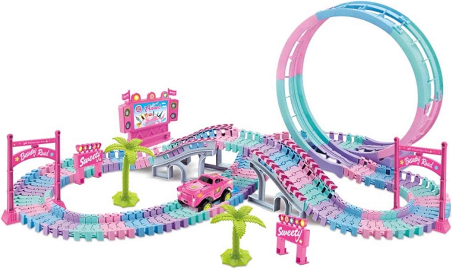 Track Set Magic Toy Car for Kids, 144Pcs Flexible Race Car Tracks with 360 Loop Slope Ramp, Glow in The Dark Car, Construction Tracks Toy Set-Best Birthday Gift for 3 4 5 6 7 8 Years Girls Boys