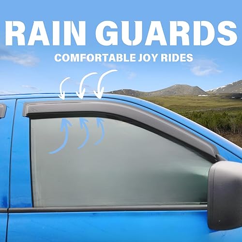 Miniatura 6 de Viseras laterales teñidas de humo, deflectores, pantalla de ventilación para Ford F-150 Super Cab 2015-2020, protección contra la lluvia del sol, 4