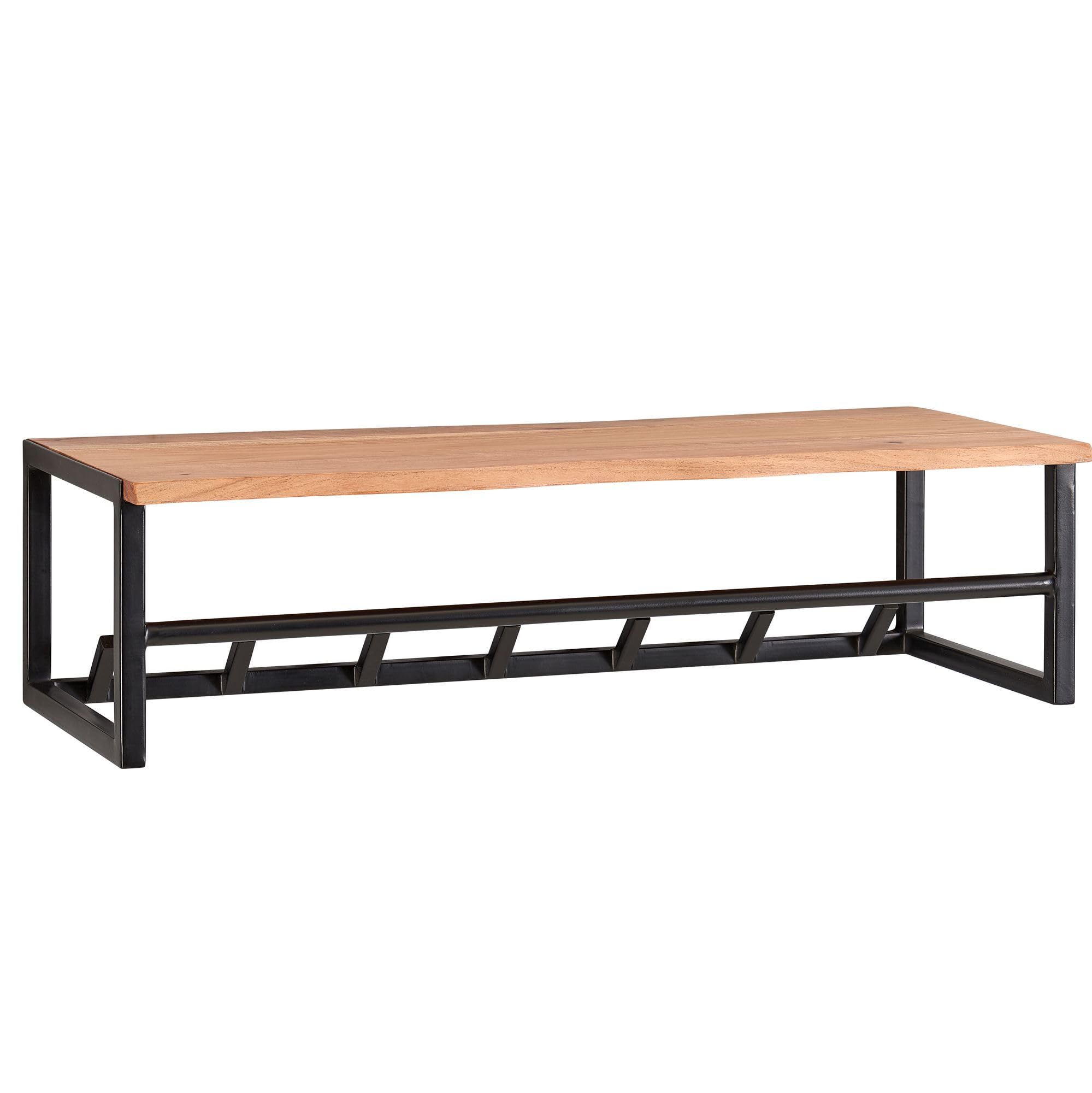 FineBuy Wandgarderobe 80x33x22 cm Akazie Massivholz mit Hutablage