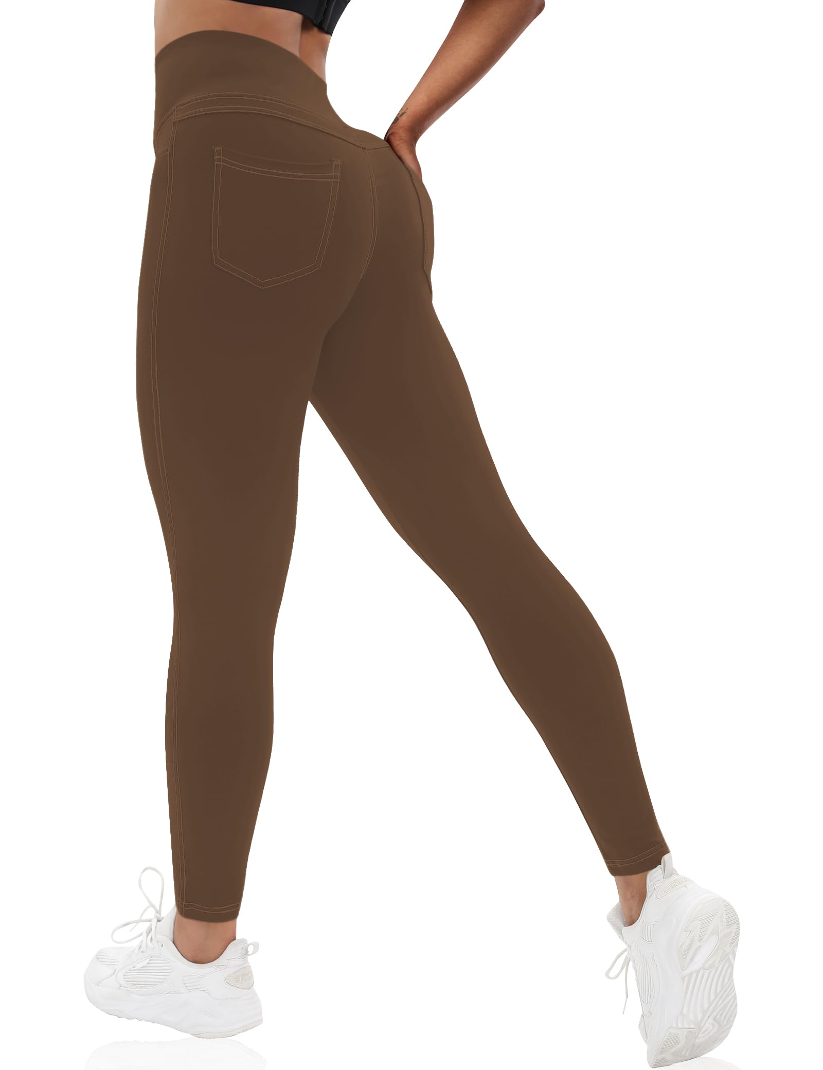 VOOVEEYA Curvy Womens Leggings, High Waisted Yoga Pants with Back Pockets, Tummy Control - Buttery Soft - Stretchy
