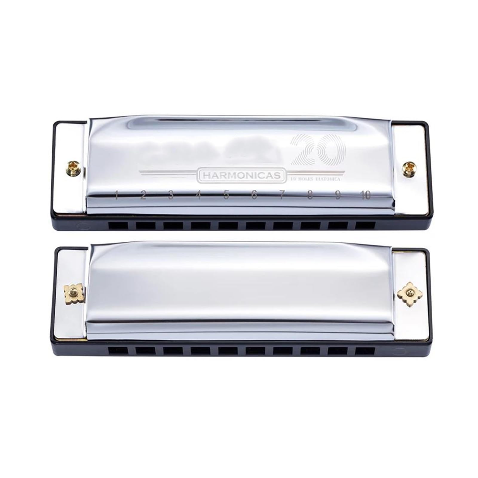 Per Adulti armonica Armonica A Bocca Diatonica A 10 Fori Blues Arpa Chiave Di Strumento Musicale Ad Ancia C Per Principianti Nero Blu Dorato(Silver)