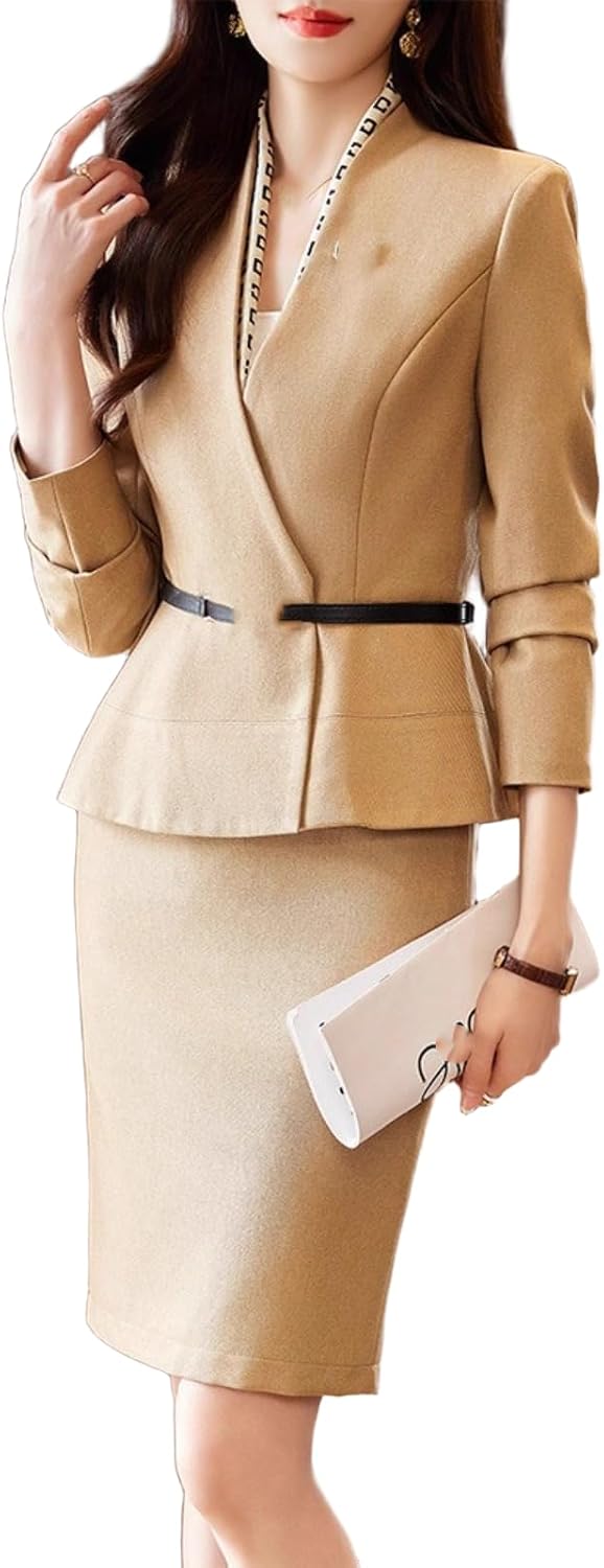 Women's Spring Fall Pencil Skirt Suit Set for Office Workwear