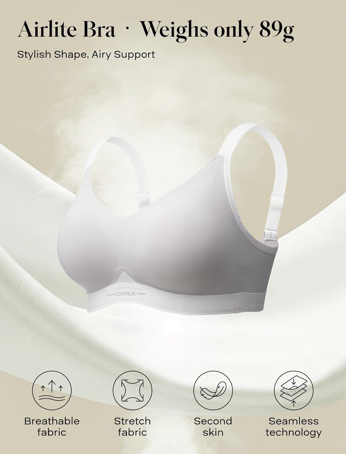 COMFELIE Seamless Wireless Bra for Busty Women No Underwire Lightly Lined Deep V T-Shirt Bralette Underarm-Smoothing - Image 5