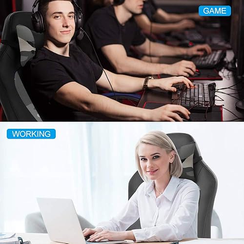 Miniatura 7 de Meet Perfect Silla ergonómica de escritorio de oficina para videojuegos, computadora de cuero con soporte lumbar y almohada para la cabeza, moderna