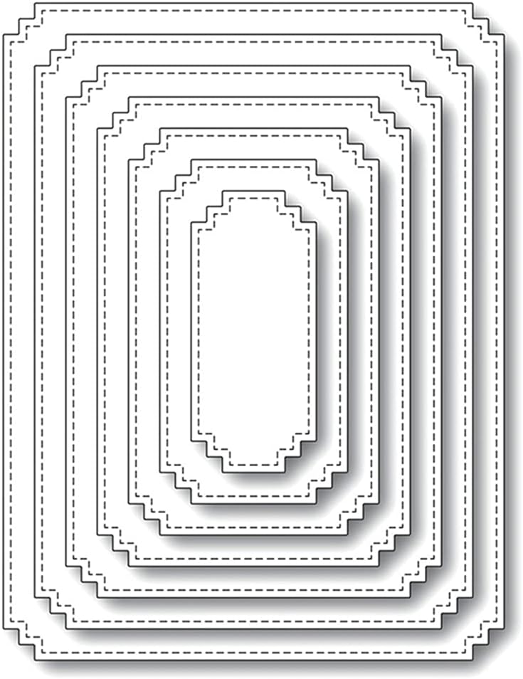 7Pcs/Set Rectangle Frame Metal Die Cuts, Stitched Rectangle Nesting Frame Tag Background Cutting Dies Cut Stencils for DIY Scrapbooking Album Decorative Embossing Paper Dies Card Making