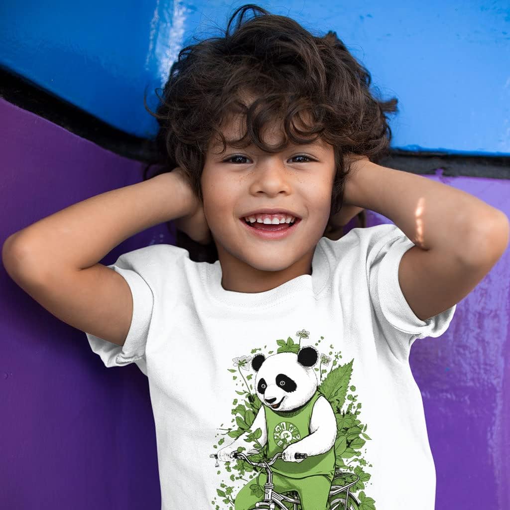Panda Riding a Bike Kids' T-Shirt - Creative T-Shirt - Printed Tee Shirt for Kids