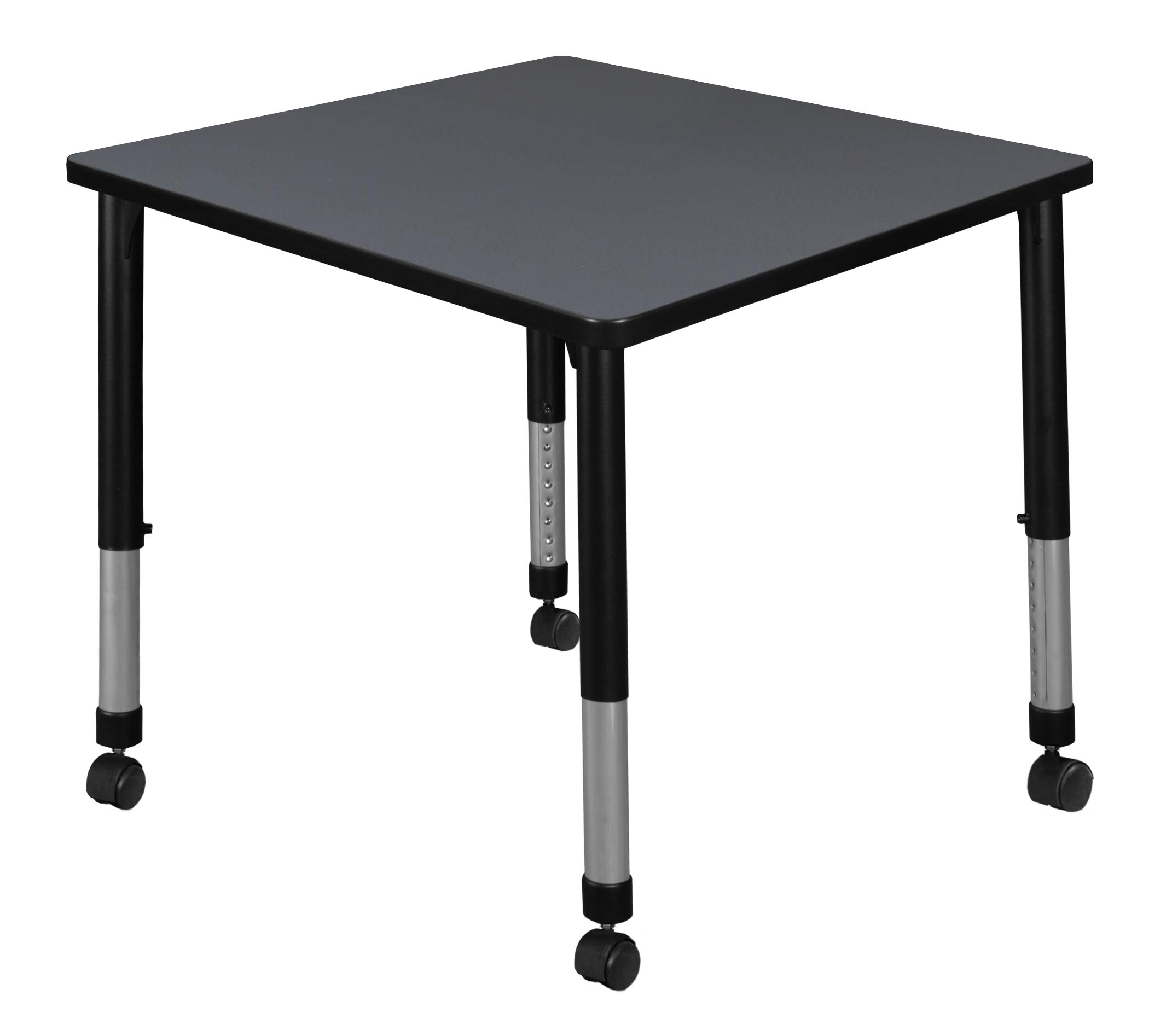 Regency Kee Height Adjustable Mobile Square Classroom Table, 30", Grey