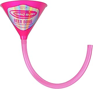 Head Rush Pink Beer Bong - Beer Funnel with Long Tube - Beer Accessories & Drinking Games for Adults Party - Drink Funnel with a Thick Flexible Hose - Beer Bong with Colorful Designs - Ultimate (2FT)