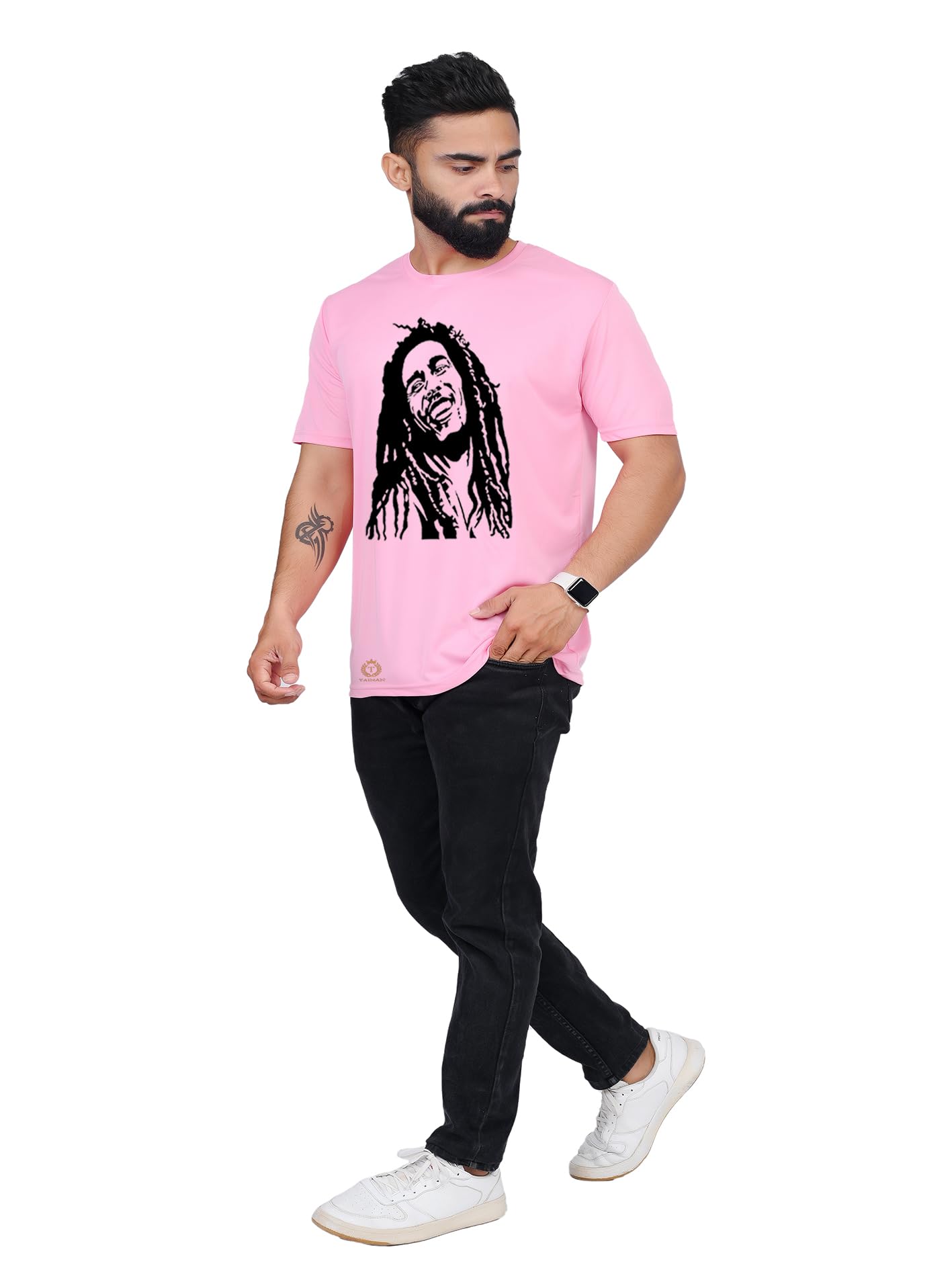 Doodle Bob Marley Face Printed T-Shirt for Mne'S Regular Fit