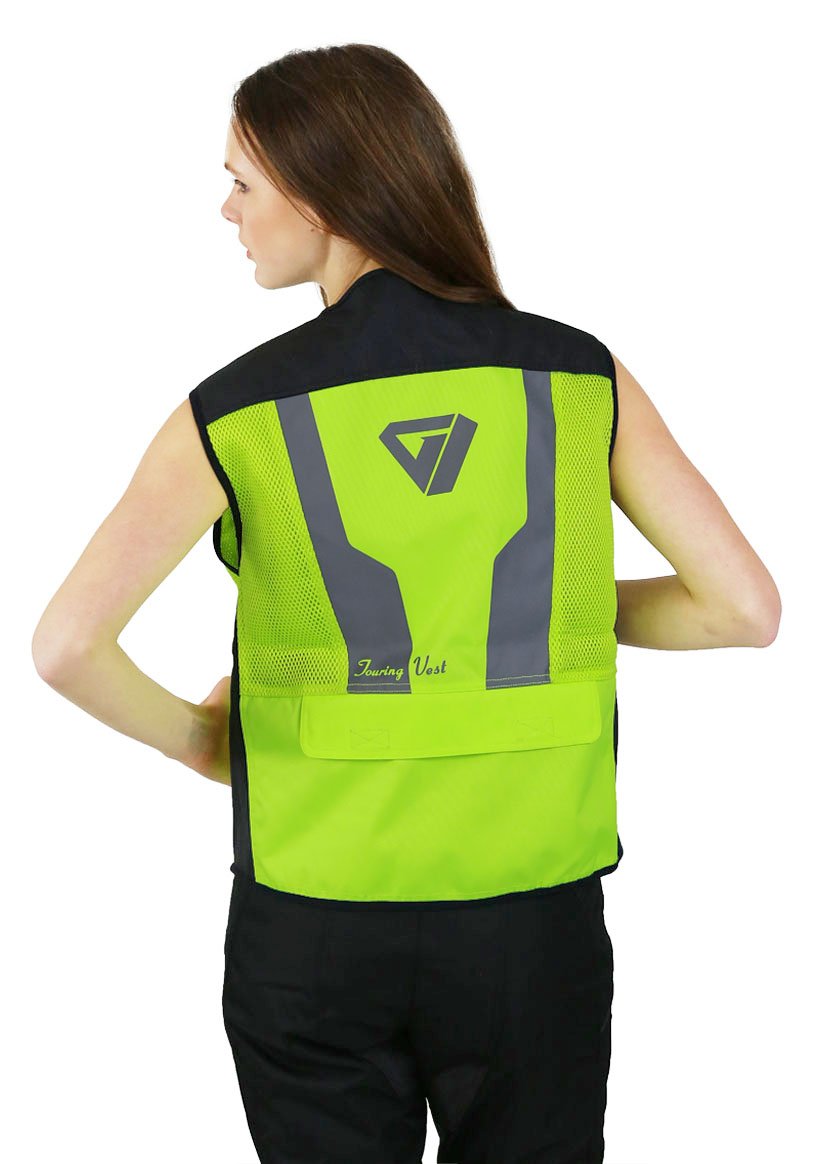 Nerve Touring Chaleco Reflectante de Seguridad Diseño Retro, Verde Fluorescente, XS-S