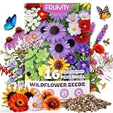 200,000+ Wildflower Seeds Bulk (4oz) – 16 Varieties Perennial & Annual Mix, Non-GMO Heirloom Seeds, Attract Bees, Butterflies & Hummingbirds, High Germination for Indoor/Outdoor Pollinator Garden