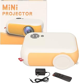 JUOPZKENN Mini Projector,Portable HD Projector,Outdoor Movie Projector with 1920x1080 Resolution,Video Projector for Home Theater Movie Projector,Yellow(#2 US Plug 110-240V)