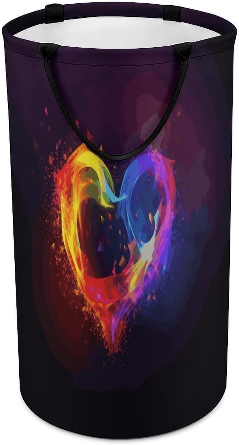 Rainbow HeartLaundry Hamper - Large Dirty Clothes Bag.Storage Basket for Easy Carry Handles. Large Clothes Basket with Handles, Clothing Storage Bucket Toy Organizer for Bathroom Bedroom Dorm.