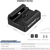 Vista 7 de NEEWER Paquete de 2 adaptadores de montaje de zapata fría con tornillos de 1/4 pulgadas para micrófono de monitor de luz LED flash, soporte