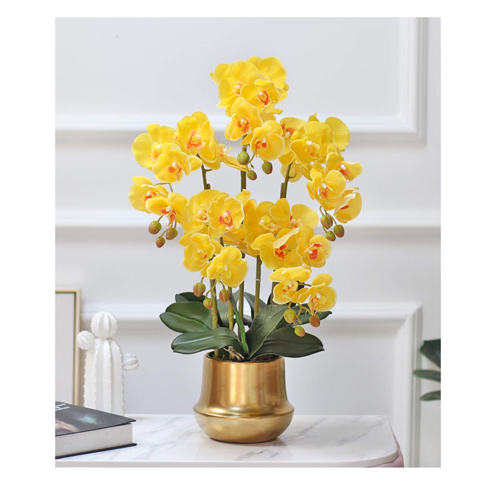 Phalaenopsis Orchid Floral Arreglo en jarrón, Flores de orquídeas Falsas de Seda Artificial para el Interior de la Boda al Aire Libre Decoración de la Oficina casera Muebles Festive