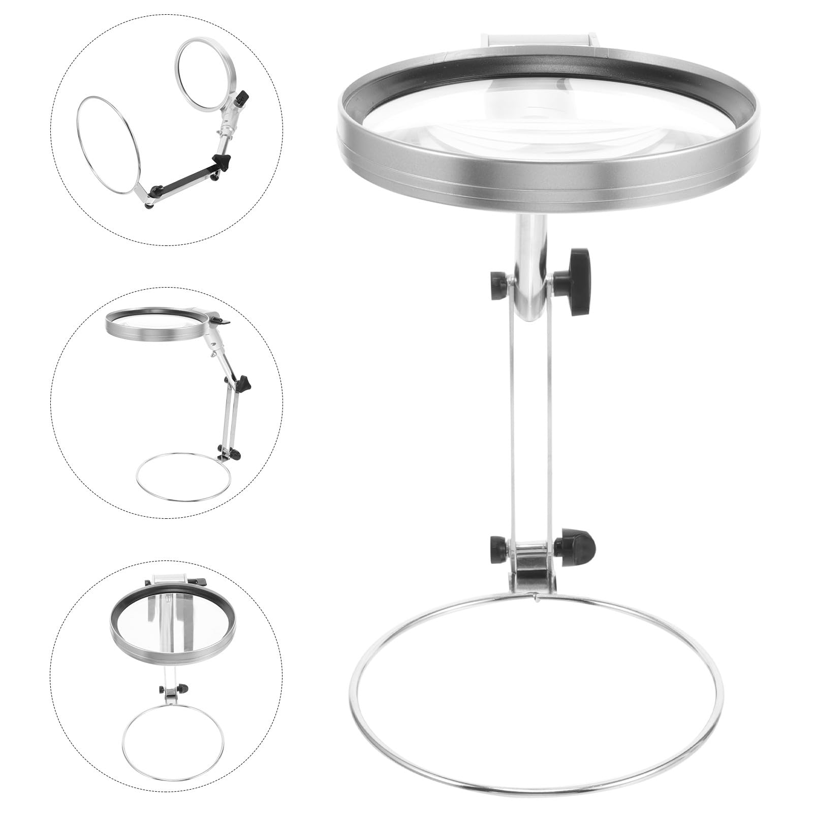 Cabilock Lupa de Escritorio Plegable Soporte Ajustable y Luz LED para Lectura, Trabajos Manuales y Reparaciones, Lente Acrílica, Diseño Compacto, Adecuado para Bordado y Costura