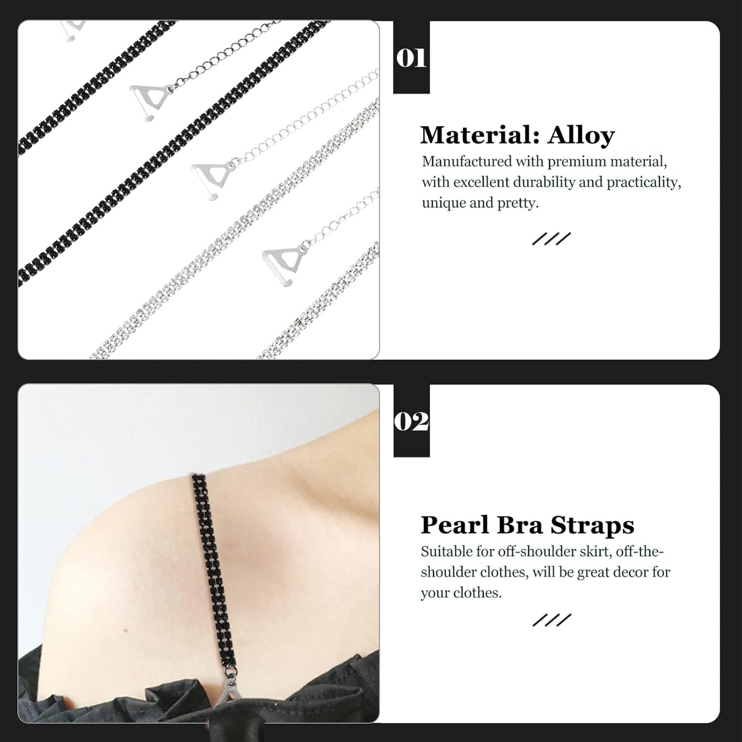 COLLBATH 4pairs Adjustable Straps for Women Non- Design Shoulder Straps for Wedding Off-shoulder Options Elegant Decoration
