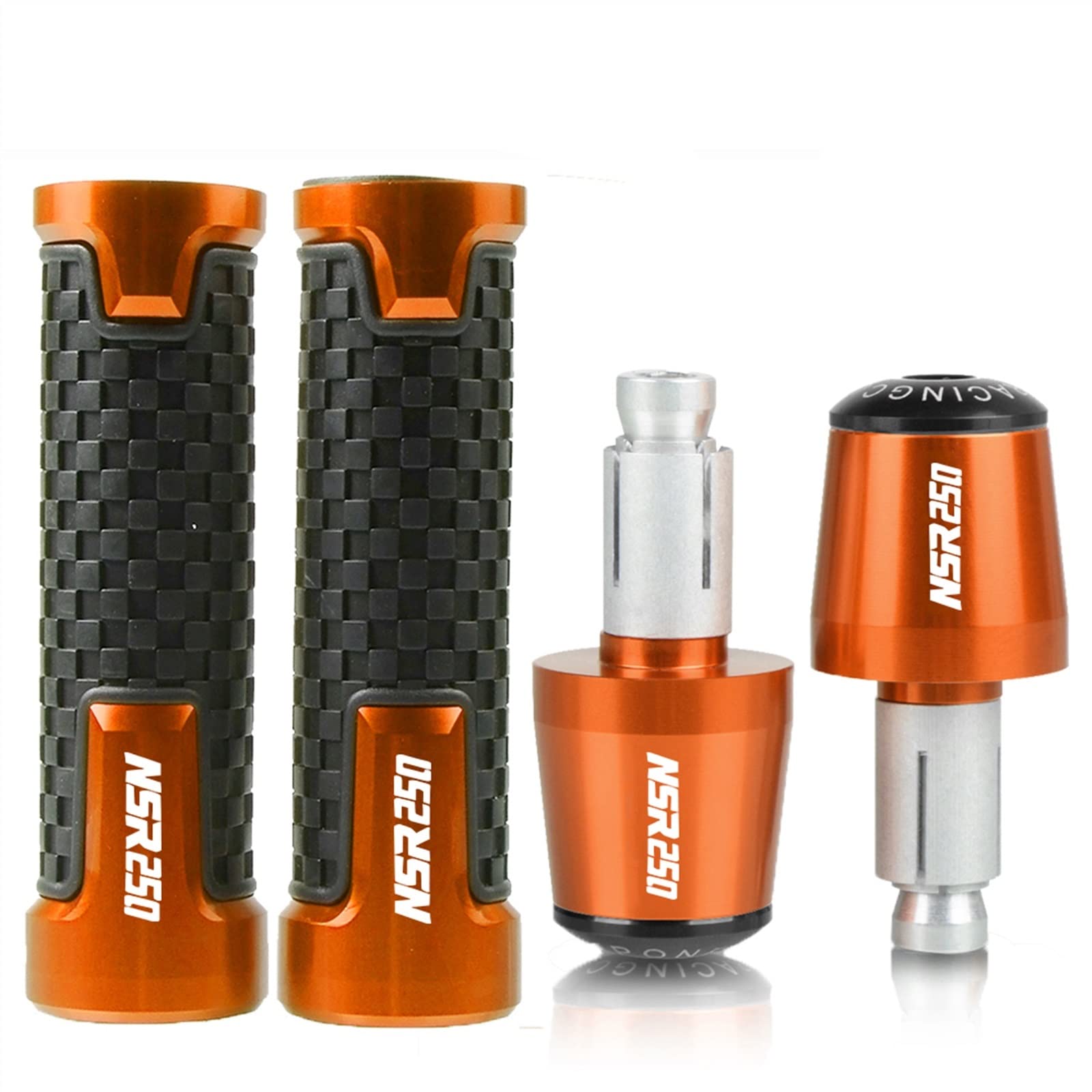 Guidon main grip ends plug orange pour Honda NSR250 1988-1994, finition aluminium et caoutchouc