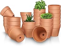 FANOBL 3 Inch Terracotta Clay Pots, 26 Pack with Drainage Holes - Perfect for Indoor Outdoor Plants, Crafts, Wedding Favors