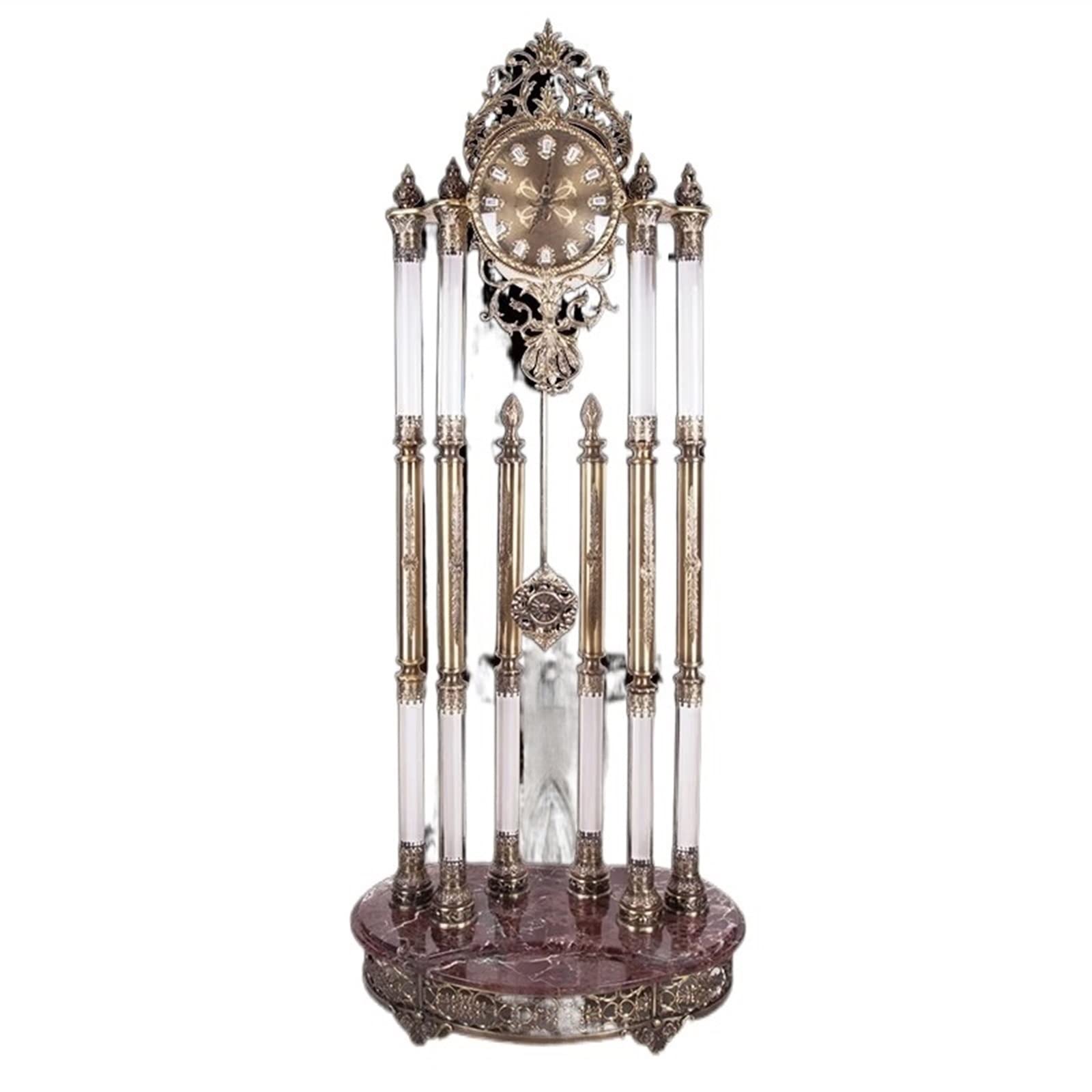 Kf2vBt7dP Chinese Style Floor Clock Clock Ornament Crystal Floor Hourly Vertical Pendulum Light Luxury Table Personality Grandfather Clocks