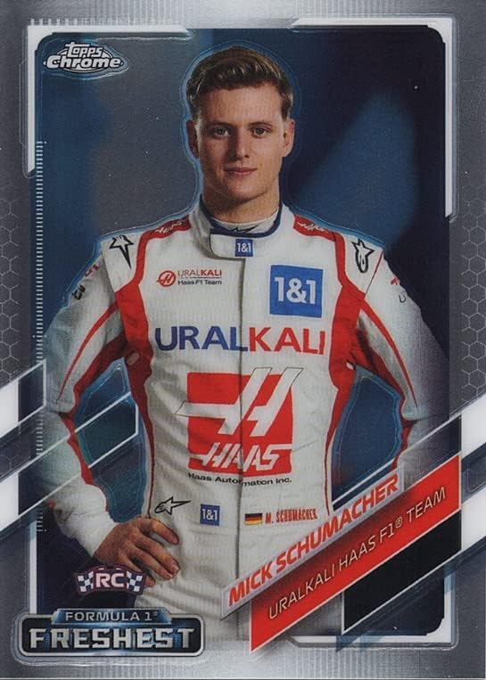 Mick Schumacher 2021 Topps Chrome Formula 1 Racing FRESHEST (#47 Uralkali Haas Team) Rare F1 Official Rookie Card #174 with Toploader