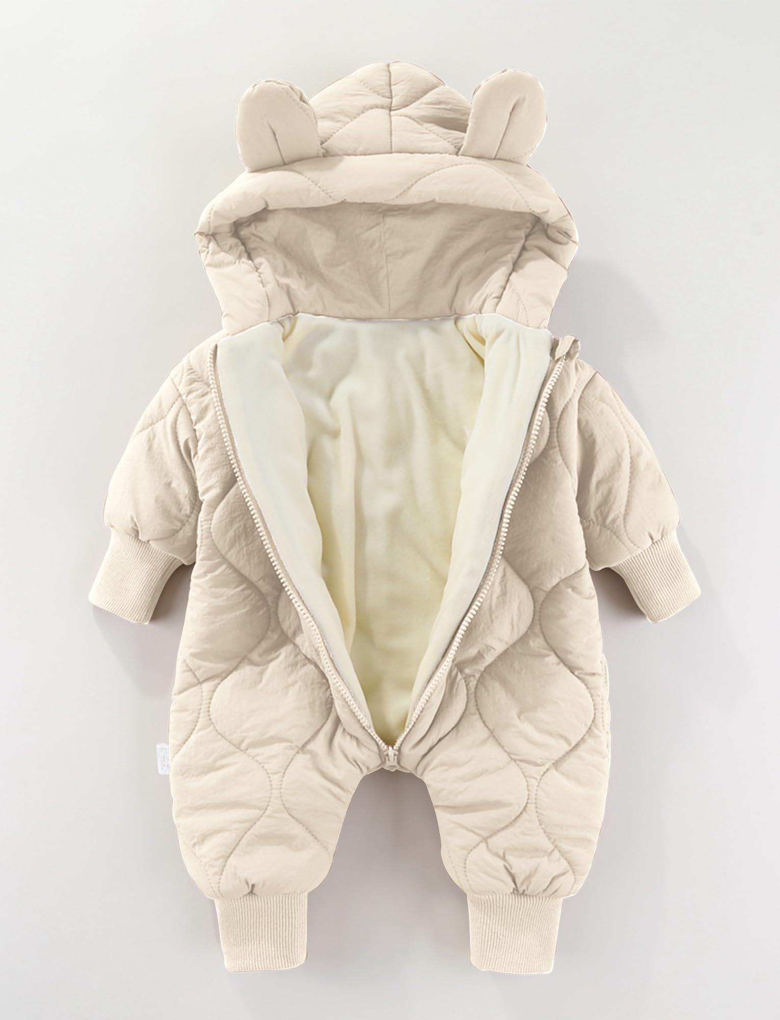 Happy Cherry - Mono Invierno Bebé Niño Niña Ropa de Una Pieza con Capucha Recién Nacido Traje de Nieve Niños Niñas Mameluco Acolchado Infantil Buzos Cálida Mangas Largas - 3-18 Meses