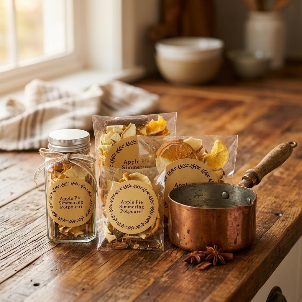 Nosadi Apple Pie Simmering Potpourri Kit - Natural Stovetop Simmer Pot Blend with Dried Apple Chunks, Cinnamon Sticks & Orange Peels - Cozy Home Fragrance for Family Gathering