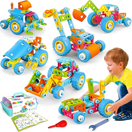 MOONTOY Blocs de Construction Jouet Enfant 5 Ans garçon, 6-en-1 Jeux pour garçons Filles de 4 5 6 7 8 9,Apprentissage la Construction Jouets Créatif Interactif Jouets Cadeau pour Enfants de 3-12 Ans