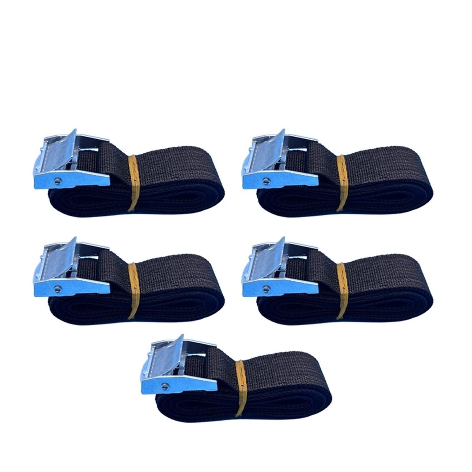 Tie Down Strap, 5Pcs 2M Tension Rope Tie Down Strap Strong Ratchet Belt Car Lugga Bag Cargo Lashing Strap Zinc Alloy Zinc Nylon 5 Color(5PCBlack-2M)
