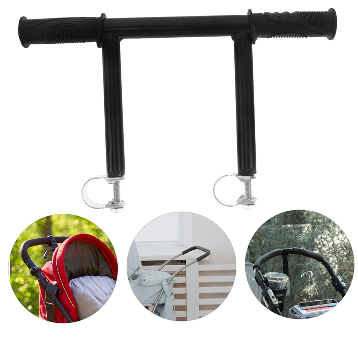 Support D’extension de Guidon pour Poussette, Accoudoir Réglable en Acier Inoxydable et Plastique, Hauteur Ajustable, pour Sorties et Shopping
