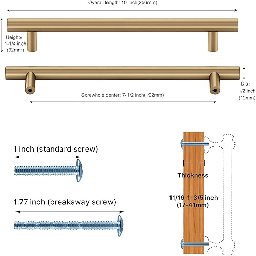 Miniatura 9 de Haliwu Paquete de 10 tiradores de gabinete, tiradores de gabinete de bronce champán, manijas de gabinete de latón antiguo de 4 pulgadas, manijas de