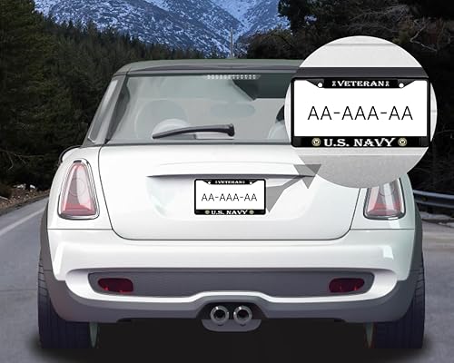 Miniatura 5 de Marco para matrícula de automóvil, marco de acero inoxidable Standart Cars USA para la parte delantera y trasera, marco de matrícula de veterano de