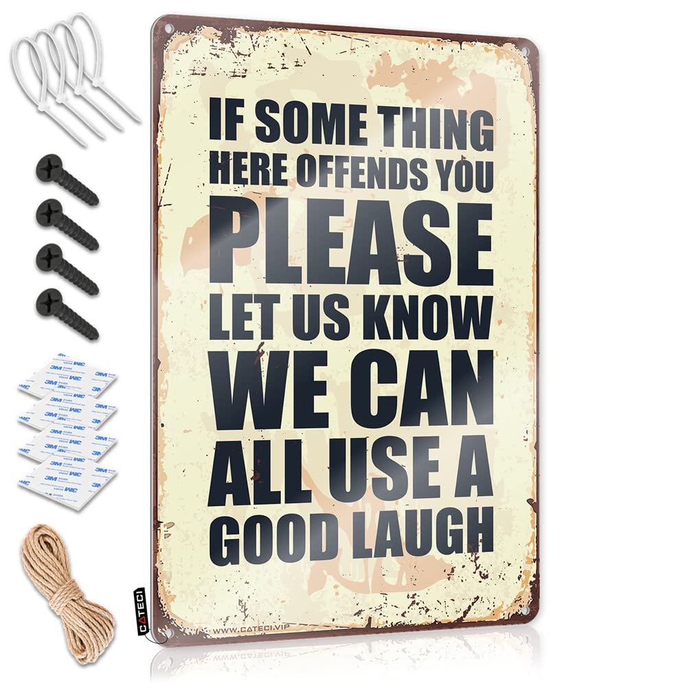 HELIOFORGE Metal Bar Decor If Something Offends You Please Let Us Know We Can All Use A Good Laugh Sign Beer Decor Sign Decor(20X30CM)